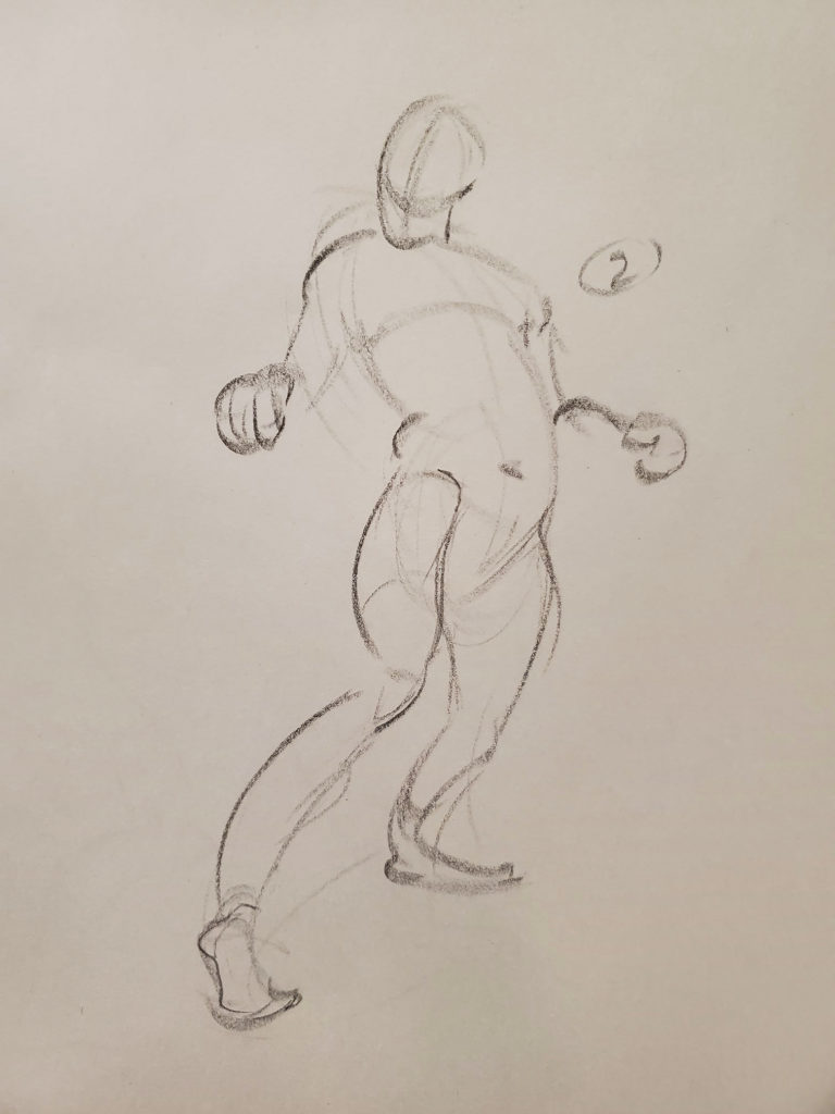 Alex Frenette's 2 minute gesture of model standing, looking off to the side.