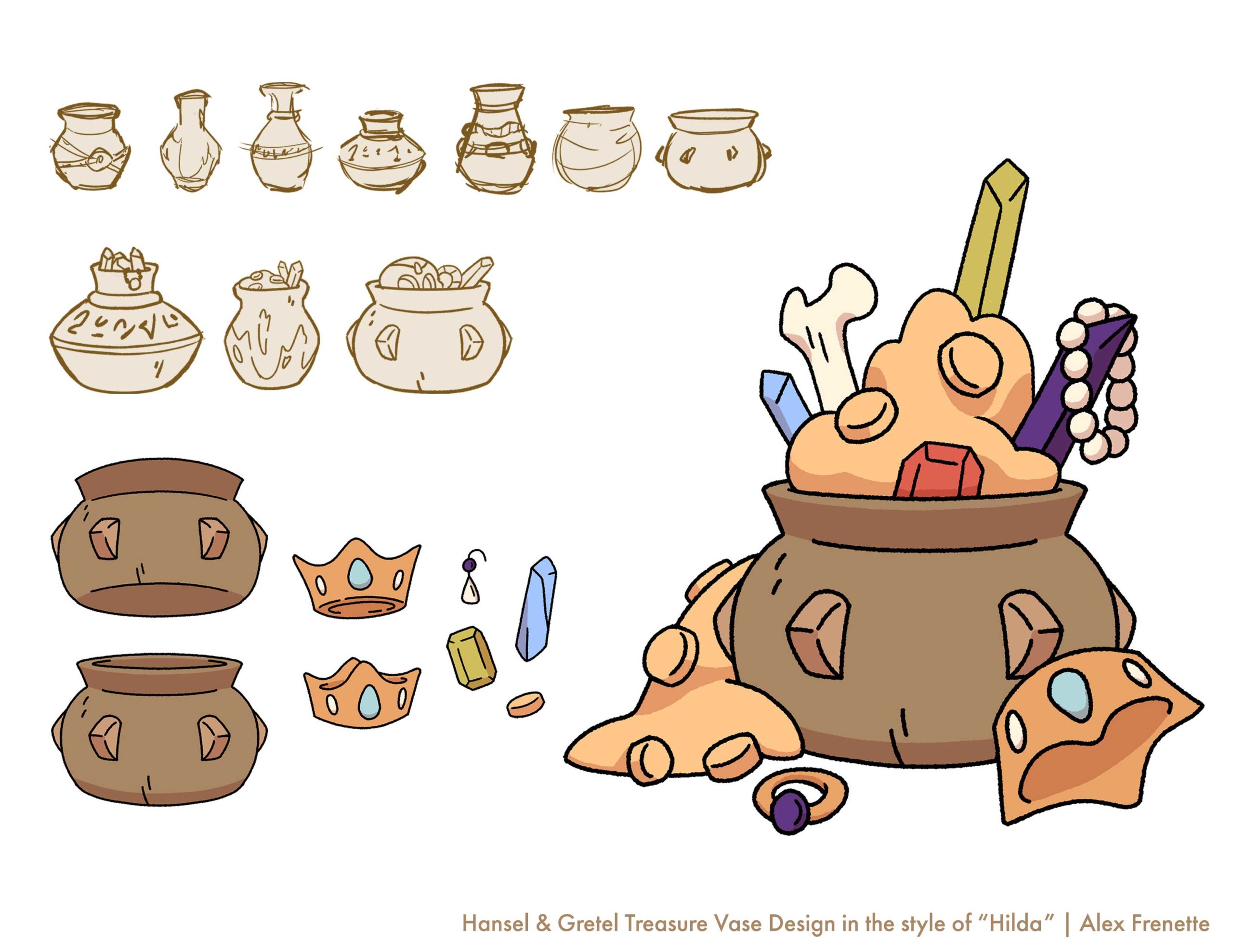 Hansel & Gretel Treasure Vase Design in the style of "Hilda" - Prop Design by Alex Frenette