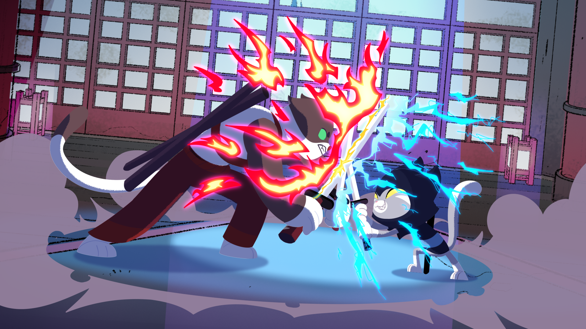 Alex Frenette's compositing example of a scene. Character fight with lighting on FX.